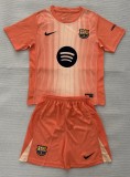 25-26 BAR Orange Goalkeeper Kids Soccer Jersey 1:1 Thai Quality