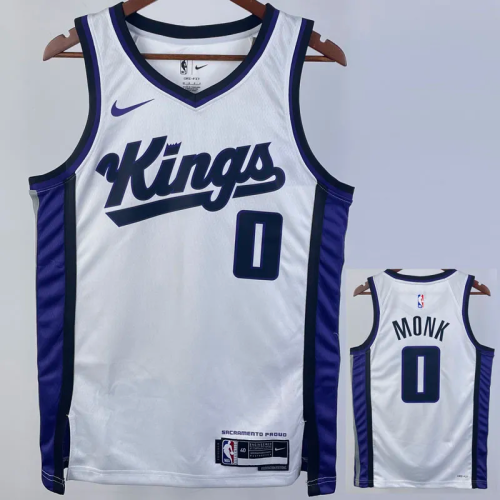 23-24 Kings MONK #0 White Top Quality Hot Pressing NBA Jersey