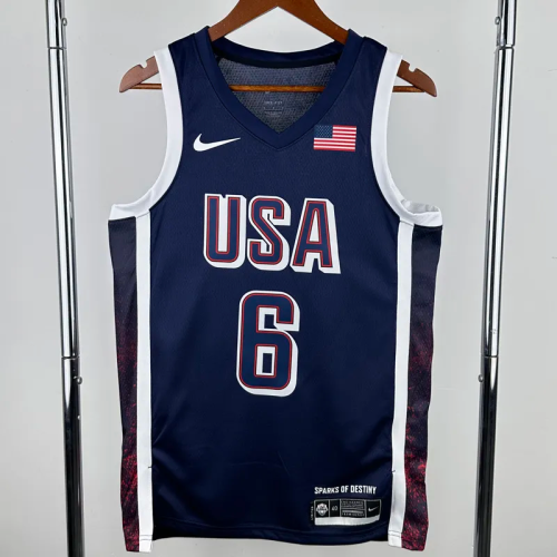 2024 Olympic Game USA JAMES # 6 Dark Blue Basketball Jersey
