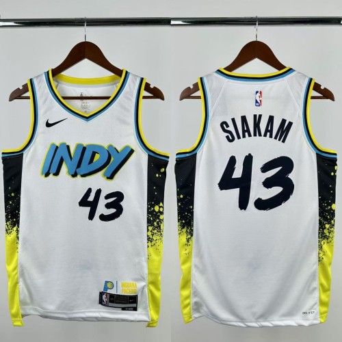 24-25 Indiana Pacers SIAKAM #43 White City Edition Top Quality Hot Pressing NBA Jersey