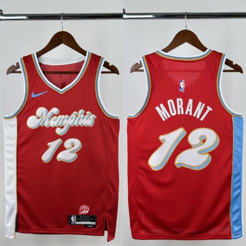 24-25 Grizzlies MORANT #12 Red City Edition Top Quality Hot Pressing NBA Jersey
