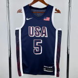 2024 Olympic Game USA EDWARDS # 5 Dark Blue Basketball Jersey