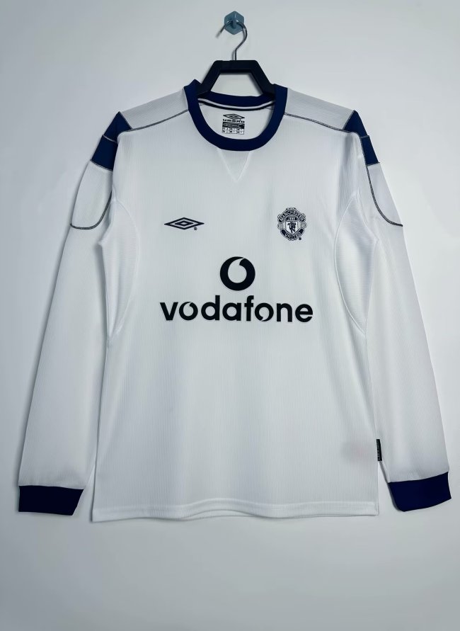 2000-2001 Man Utd  Away Long sleeves Retro Soccer Jersey