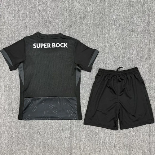 25-26 Sporting Lisbon Black Kids Soccer Jersey 1:1 Thai Quality