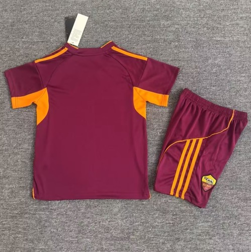 25-26 Roma Home Kids Soccer Jersey*带广告 1:1 Thai Quality