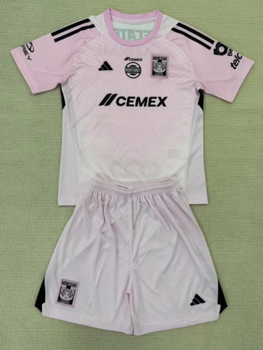 25-26 Tigres UANL Pink GoalKeeper Kids Soccer Jersey