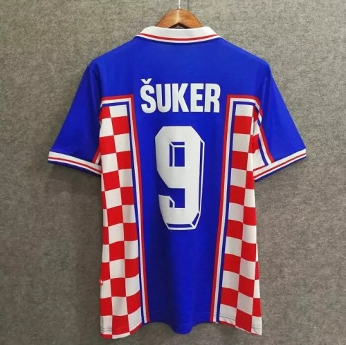 1998 Croatia Away Blue Retro Soccer Jersey