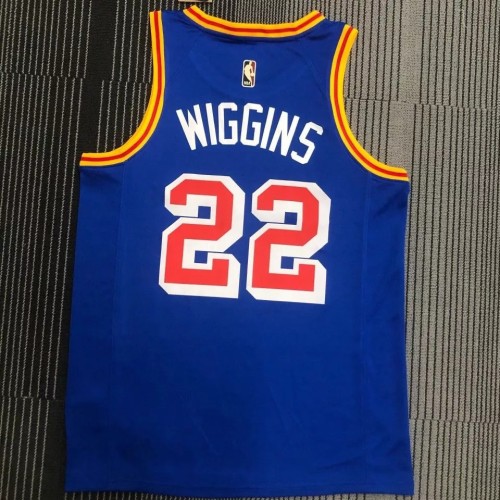 WARRIORS WIGGINS #22 Blue 75th Anniversary Retro NBA Jersey