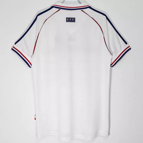 1998 France Away White Retro Soccer Jersey