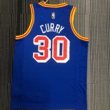 WARRIORS CURRY #30 Blue 75th Anniversary Retro NBA Jersey