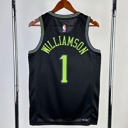 23-24 Pelicans MILLIAMSON #1 Black City Edition Top Quality Hot Pressing NBA Jersey