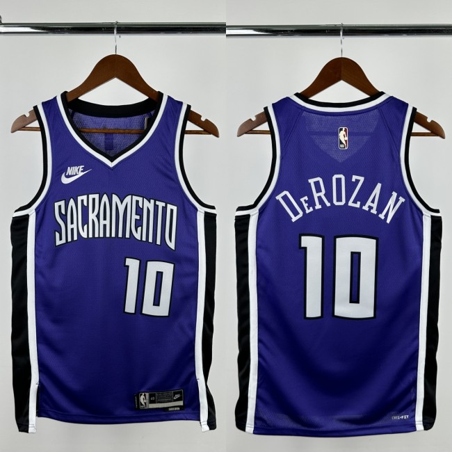 24-25 KINGS DEROZAN #10 Purple Retro Top Quality Hot Pressing NBA Jersey(V领）