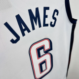 2024 Olympic Game USA JAMES # 6 White Basketball Jersey