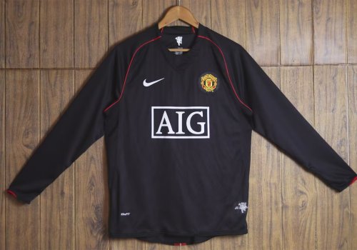 RONALDO 7 #2007-2008 Man Utd Third UCL Edition long sleeve Retro Soccer Jersey (欧冠决赛版)