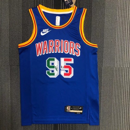 Warriors TOSCANO #95 'Mexico' Blue 75th Anniversary Retro Top Quality Hot Pressing NBA Jersey
