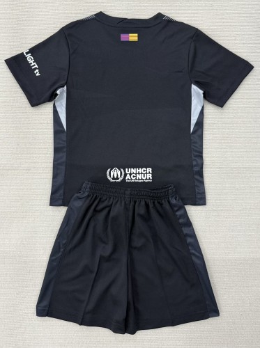 25-26 BAR Black Goalkeeper Kids Soccer Jersey 1:1 Thai Quality