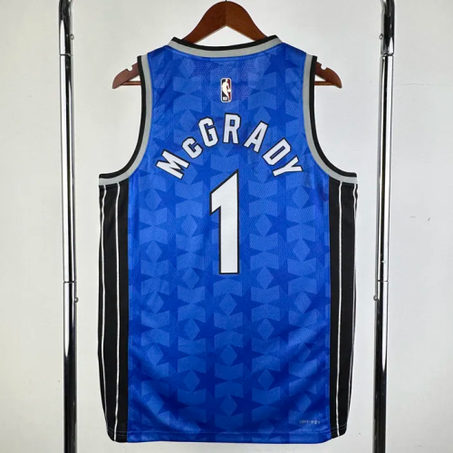 23-24 Magic McGRADY #1 Dark Blue Top Quality Hot Pressing NBA Jersey (Retro Logo)(V领)