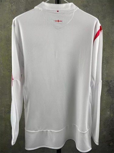 2006 England Home Retro Long Sleeve Soccer Jersey
