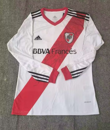 2013-2014 River Plate White Long Sleeve Retro Soccer Jersey