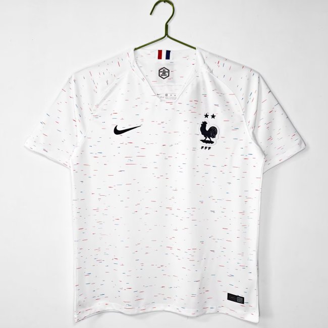 2018 France Away White Retro Soccer Jersey