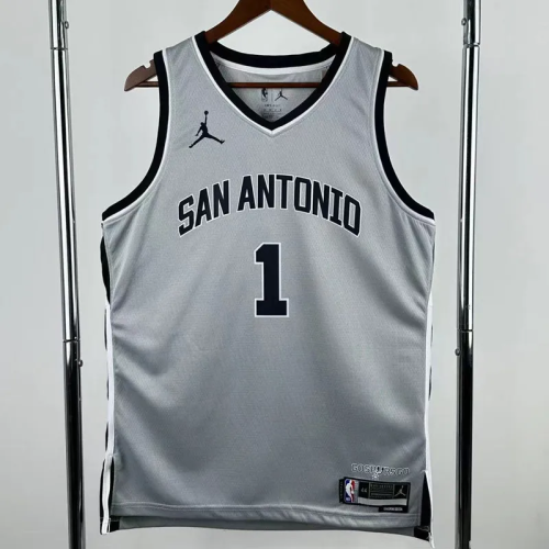 25-26 SA Spurs WEMBANYAMA #1 Grey Top Quality Hot Pressing NBA Jersey
