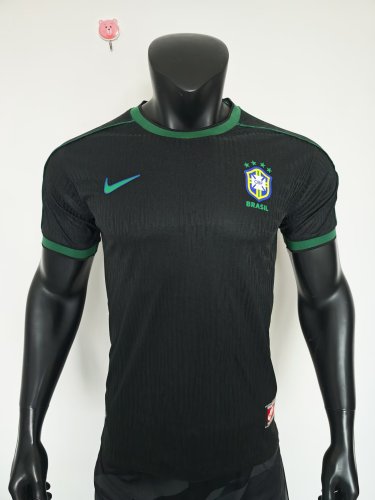 1998 Brazil Black Player Version Retro Soccer Jersey