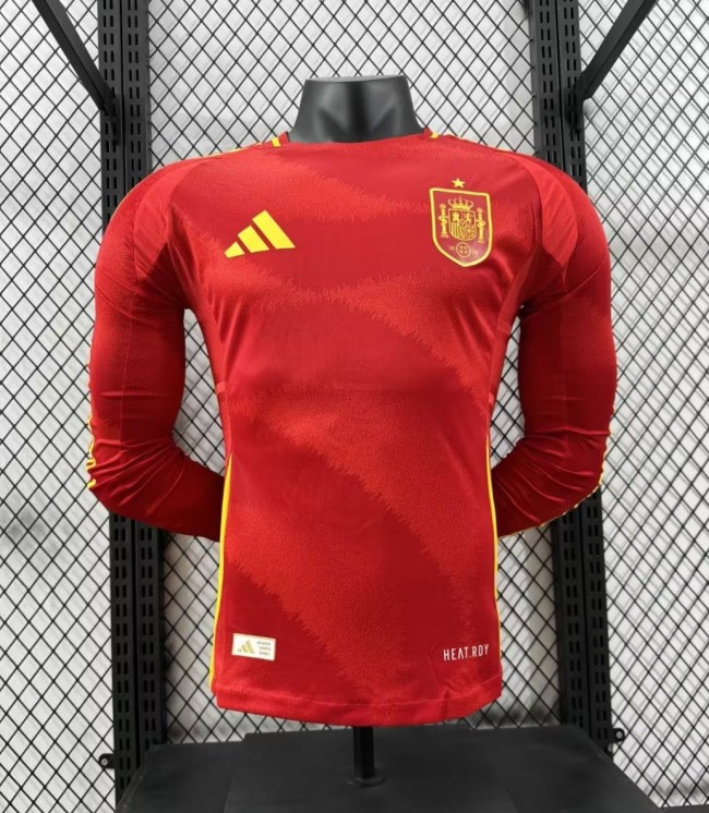 2024 Spain European Cup Home Long sleeves Player Version Soccer Jersey