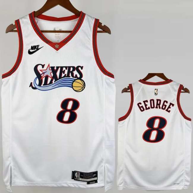 25-26 76ERS GEORGE #8 White Top Quality Hot Pressing NBA Jersey (V领)