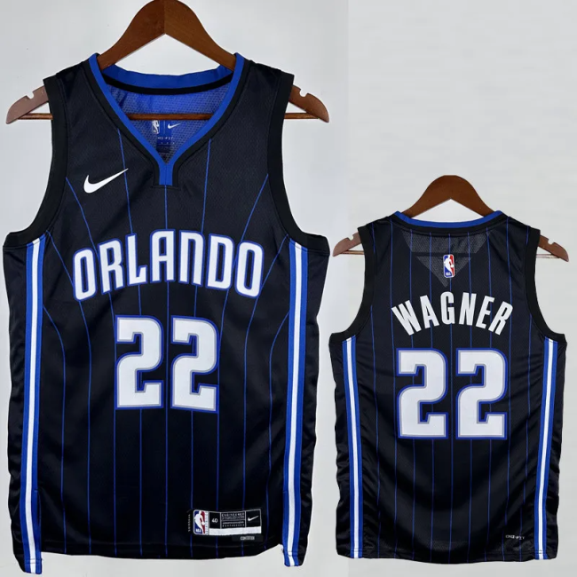 22-23 Magic WAGNER #22 Black Away Top Quality Hot Pressing NBA Jersey(黑色条纹)