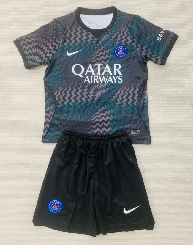 26-27 PSG Black GoalKeeper Kids Soccer Jersey