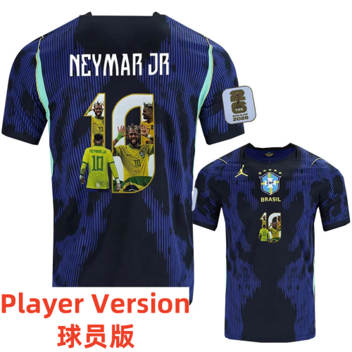 2026 World Cup Brazil Away Print Neymar Jr #10 Player Version Soccer Jersey (Picture Number)