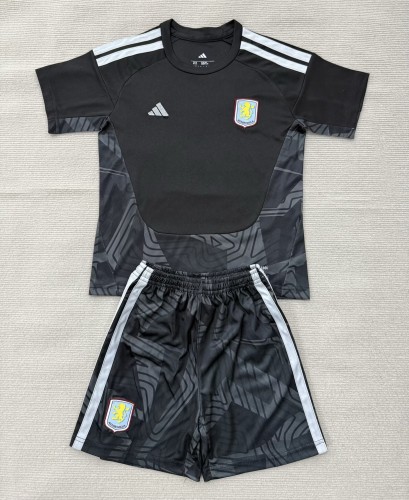 26-27 Aston Villa Black GoalKeeper Kids Soccer Jersey