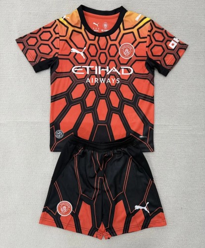 26-27 Man City Orange Goalkeeper Kids Soccer Jersey