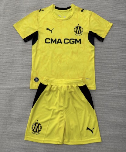 26-27 Marseille Yellow GoalKeeper Kids Soccer Jersey