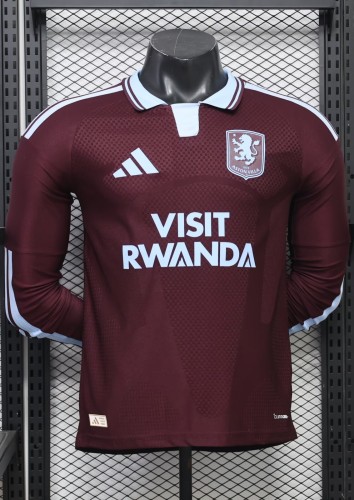 26-27 Aston Villa Home Long Sleeve Player Version Soccer Jersey*长袖球员