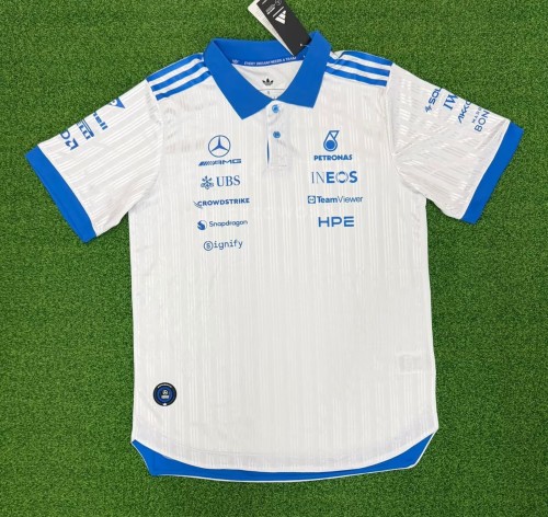 2026 Benz New Pattern Heat Transfer Printing Short Sleeve Racing Suit*有领