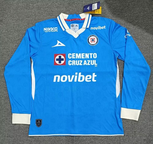 26-27 Cruz Azul Home Long Sleeve Fans Soccer Jersey (长袖)