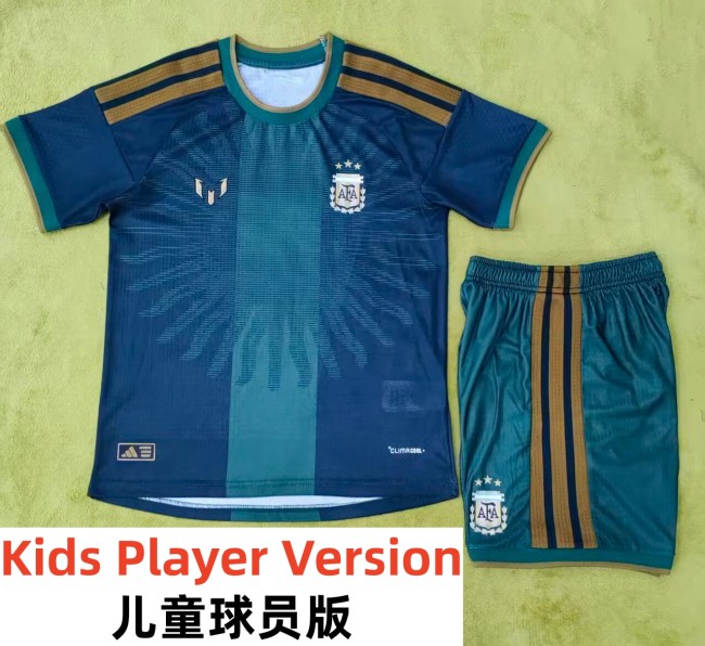 26-27 Argentina Green Messi Farewell Match Kids Player Version Soccer Jersey (球员童装)