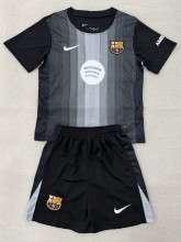 25-26 BAR Black Goalkeeper Kids Soccer Jersey 1:1 Thai Quality