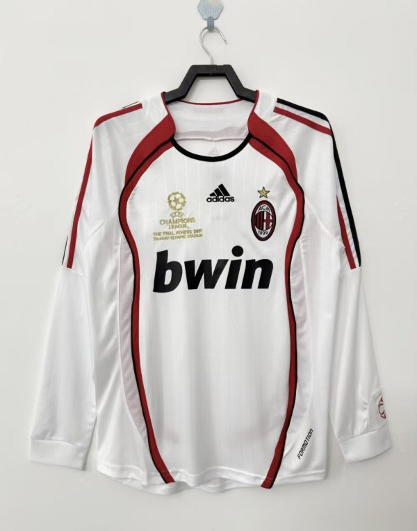 2006-2007 ACM Away White long sleeves Retro Soccer Jersey(带决赛字)