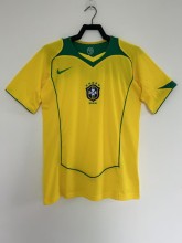 2004 Brazil Home short sleeve Retro Soccer Jersey 