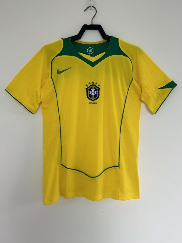 2004 Brazil Home short sleeve Retro Soccer Jersey 