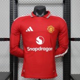 26-27 Man Utd Home Long sleeves Player Version Soccer Jersey