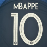 2018 France Home Long Sleeve Retro Soccer Jersey