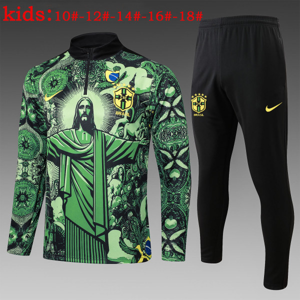 25-26 Brazil High Quality Kids Half Pull Tracksuit