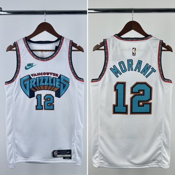 24-25 GRIZZLIES  MORANT #12 White Top Quality Hot Pressing NBA Jersey