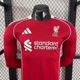 25-26 LIV Home Long Sleeve Player Version Soccer Jersey