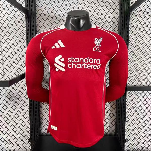 25-26 LIV Home Long Sleeve Player Version Soccer Jersey