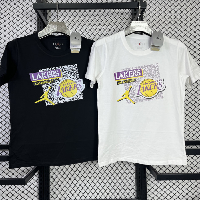 T132 Lakers Jordan Black High Quality Casual T-Shirt