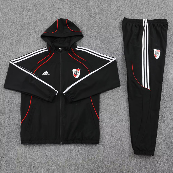 2025-26 River Plate Black Hoodie Jacket Tracksuit